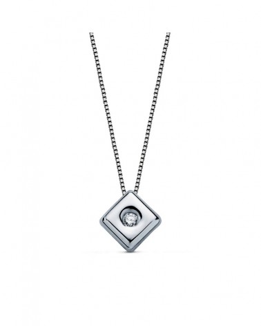 Gargantilla oro blanco 18k diamante laboratorio rombo