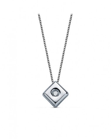 Gargantilla oro blanco 18k diamante laboratorio rombo