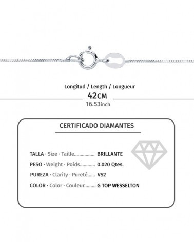 Gargantilla oro blanco 18k diamante laboratorio rombo