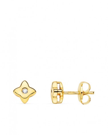 Pendientes oro 18k estrella diamante laboratorio 5x5mm