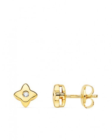 Pendientes oro 18k estrella diamante laboratorio 5x5mm