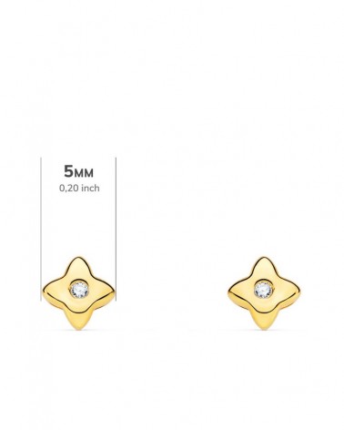 Pendientes oro 18k estrella diamante laboratorio 5x5mm