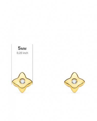 Pendientes oro 18k estrella diamante laboratorio 5x5mm