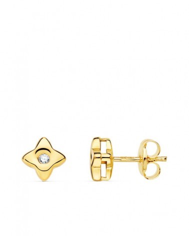 Pendientes oro 18k estrella diamante laboratorio 5,5mm