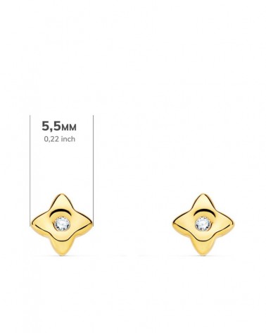 Pendientes oro 18k estrella diamante laboratorio 5,5mm