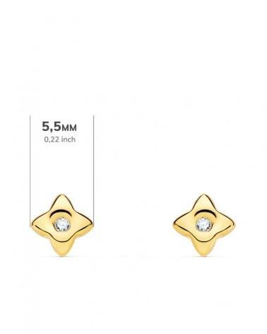 Pendientes oro 18k estrella diamante laboratorio 5,5mm