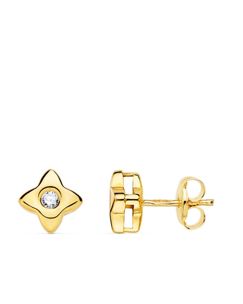 Pendientes oro 18k estrella diamante laboratorio 6x6mm