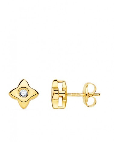 Pendientes oro 18k estrella diamante laboratorio 6x6mm