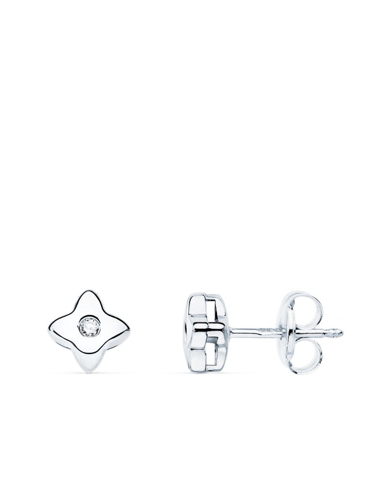 Pendientes oro blanco 18k estrella diamante laboratorio 5mm