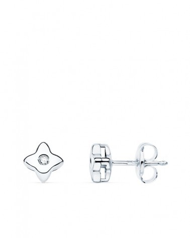 Pendientes oro blanco 18k estrella diamante laboratorio 5mm