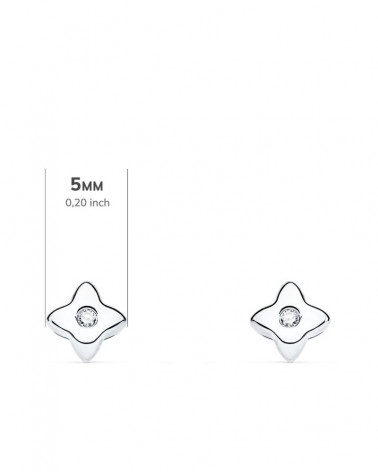 Pendientes oro blanco 18k estrella diamante laboratorio 5mm