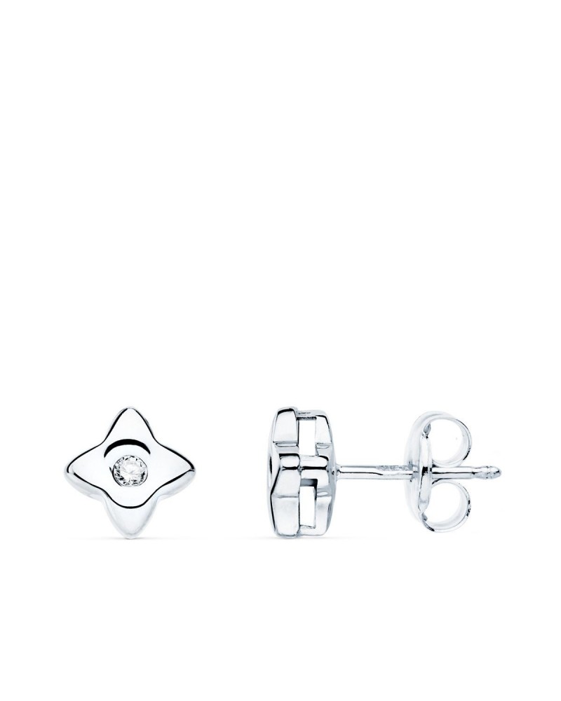 Pendientes oro 18k blanco estrella diamante laboratorio