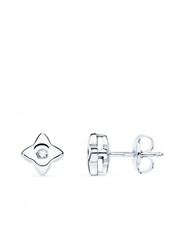Pendientes oro 18k blanco estrella diamante laboratorio