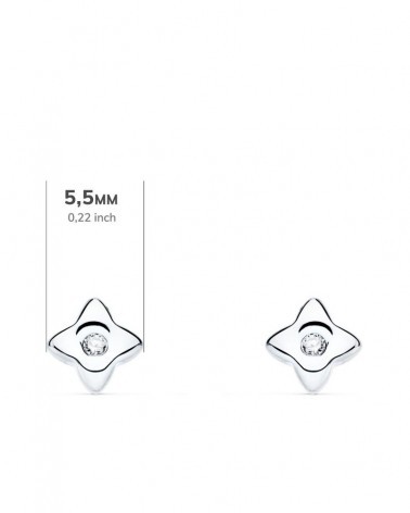 Pendientes oro 18k blanco estrella diamante laboratorio