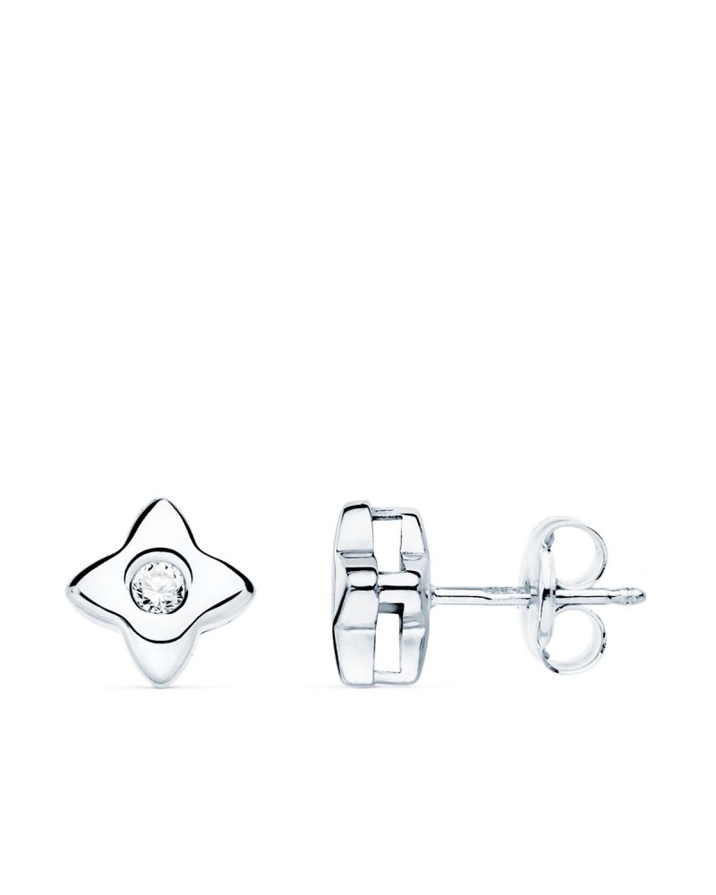 Pendientes oro blanco 18k estrella diamante laboratorio 6mm