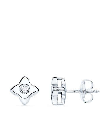 Pendientes oro blanco 18k estrella diamante laboratorio 6mm