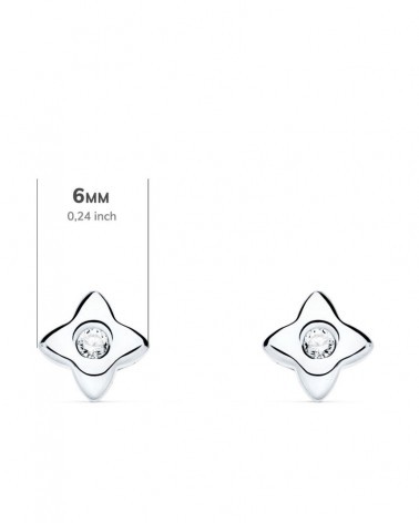 Pendientes oro blanco 18k estrella diamante laboratorio 6mm