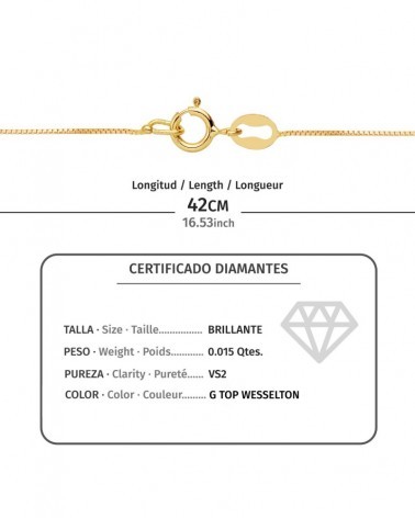 Gargantilla oro 18k estrella diamante laboratorio 0,015 ct