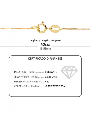 Gargantilla oro 18k estrella diamante laboratorio 42cm