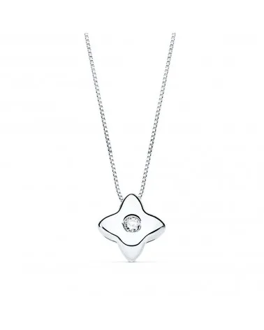Gargantilla oro blanco 18k estrella diamante laboratorio