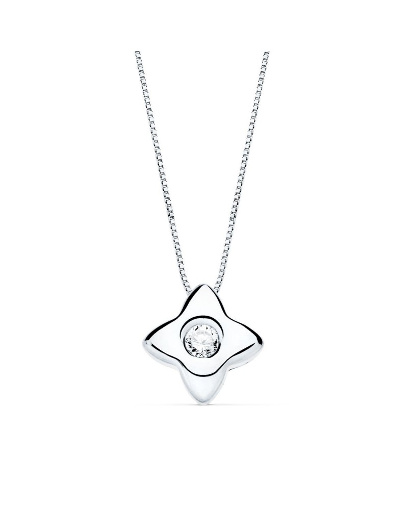 Gargantilla oro blanco 18k estrella diamante laboratorio 42cm