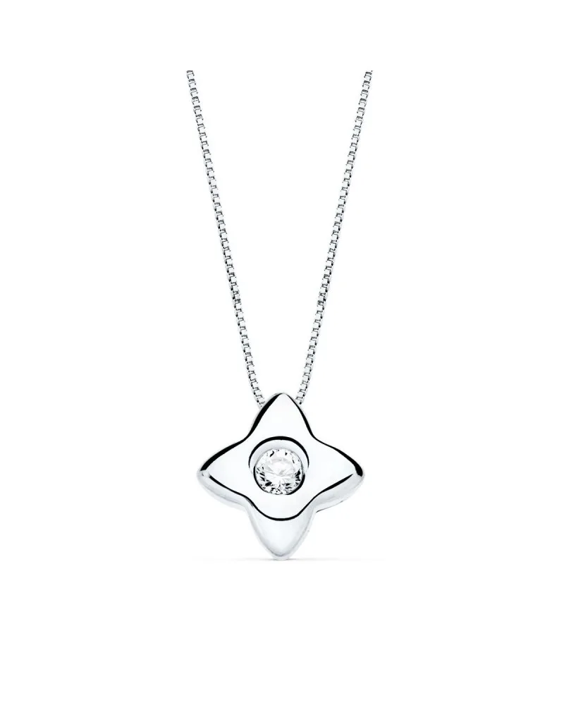 Gargantilla oro blanco 18k estrella diamante laboratorio 42cm