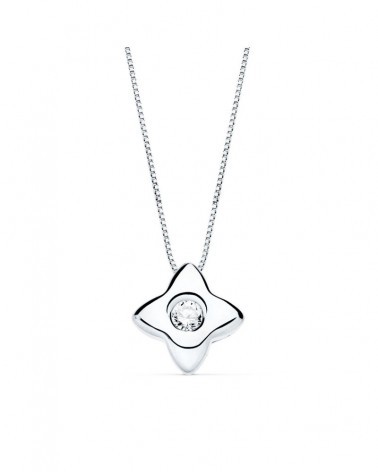 Gargantilla oro blanco 18k estrella diamante laboratorio 42cm