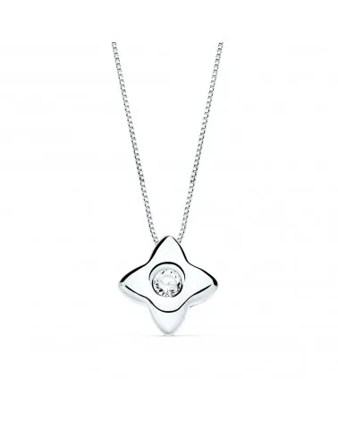 Gargantilla oro blanco 18k estrella diamante laboratorio 42cm
