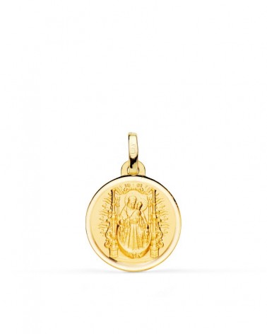 Medalla oro 18k Virgen del Pino trono 16mm