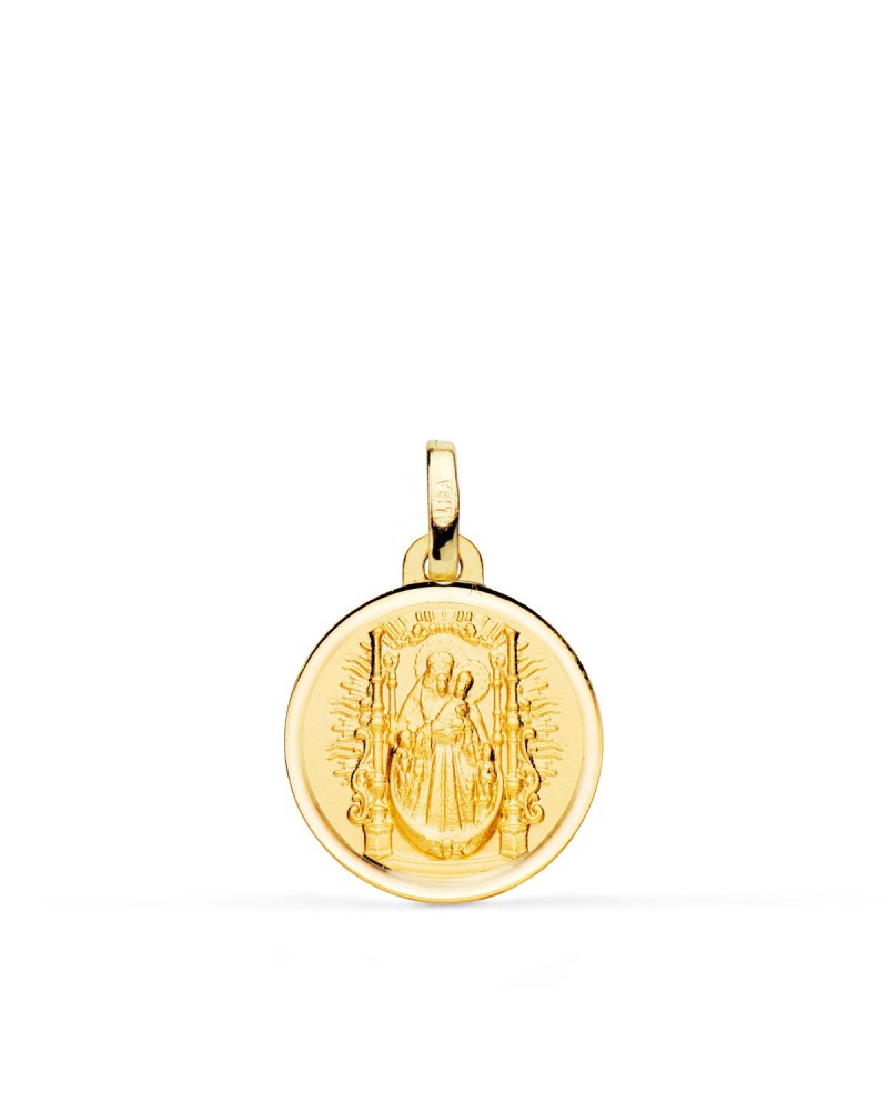 Medalla oro 18k Virgen del Pino trono 16mm