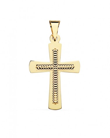 Cruz oro 18k amarillo tallada 34x22mm