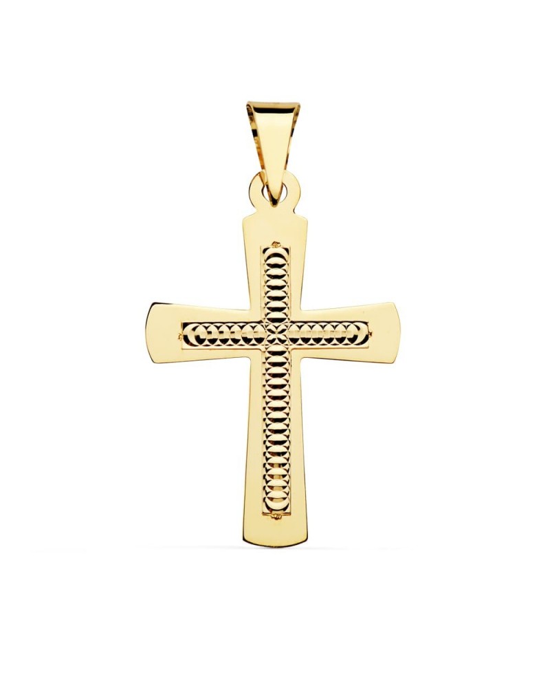 Cruz oro 18k amarillo tallada 34x22mm