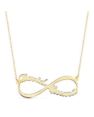 Gargantilla oro 18k infinito personalizado 2 nombres 35mm
