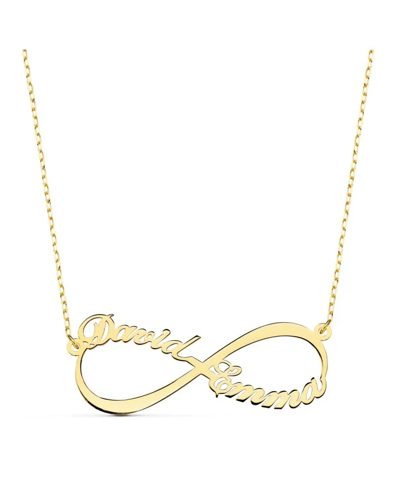 Gargantilla oro 18k infinito personalizado 2 nombres 35mm