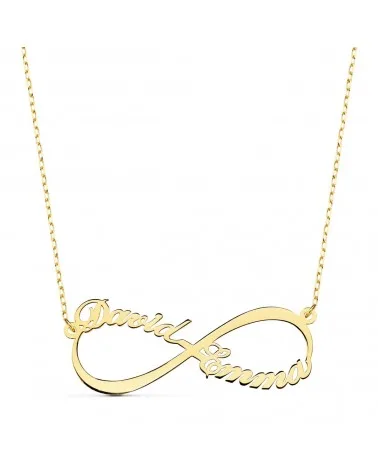 Gargantilla oro 18k infinito personalizado 2 nombres 35mm