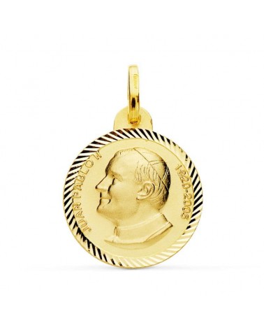 Medalla oro 18k San Juan Pablo II 20mm talla hélice