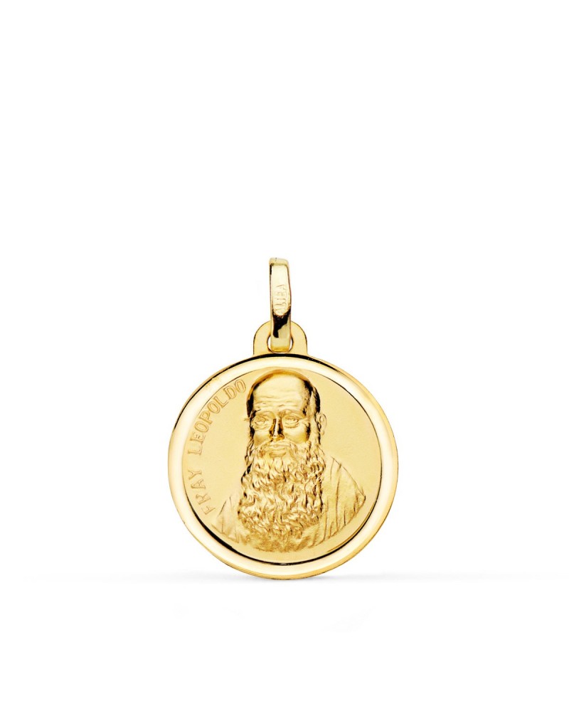 Medalla oro 18k Fray Leopoldo con bisel 18 mm