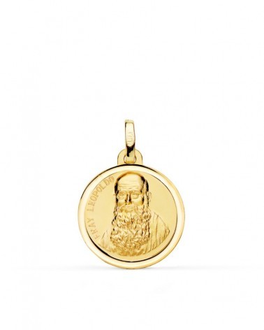 Medalla oro 18k Fray Leopoldo con bisel 18 mm
