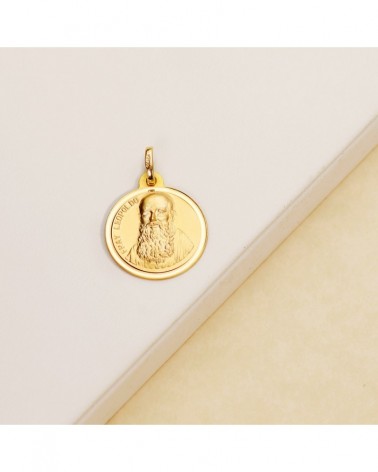 Medalla oro 18k Fray Leopoldo con bisel 18 mm