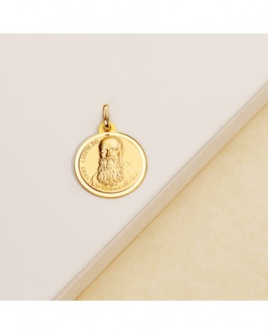 Medalla oro 18k Fray Leopoldo con bisel 18 mm