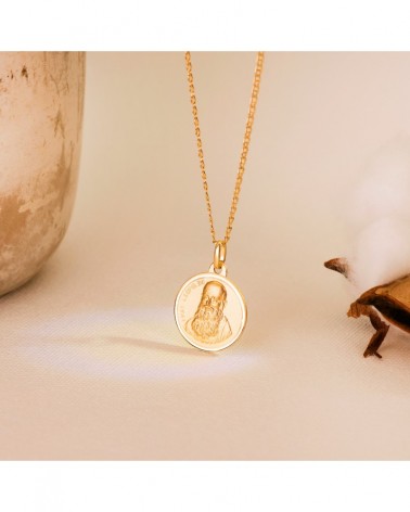 Medalla oro 18k Fray Leopoldo con bisel 18 mm