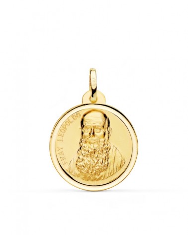 Medalla oro 18k Fray Leopoldo bisel 22mm