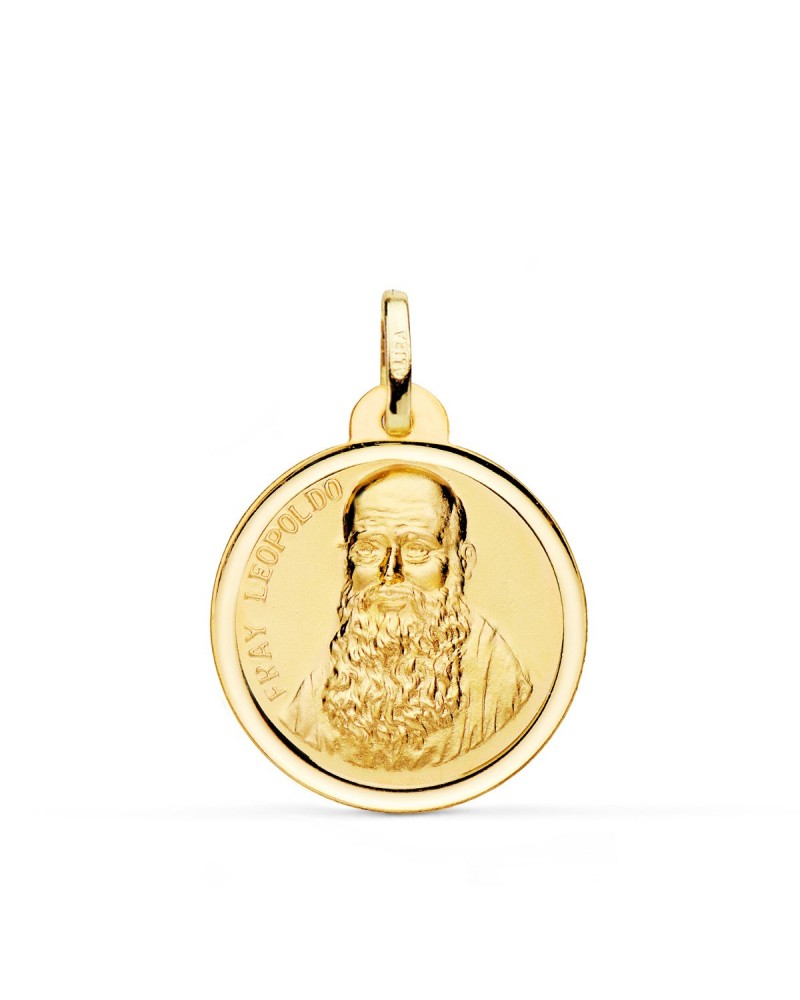 Medalla oro 18k Fray Leopoldo bisel 22mm