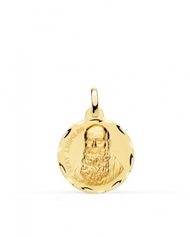 Medalla oro 18k Fray Leopoldo tallada 18 mm