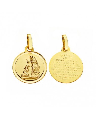 Medalla oro 18k San Francisco bendición 14 mm