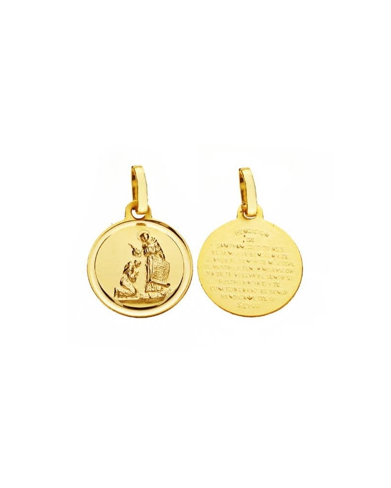 Medalla oro 18k San Francisco bendición 14 mm