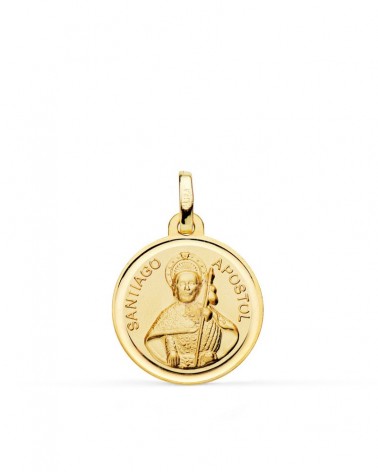 Medalla Santiago Apóstol oro 18k bisel 14 mm