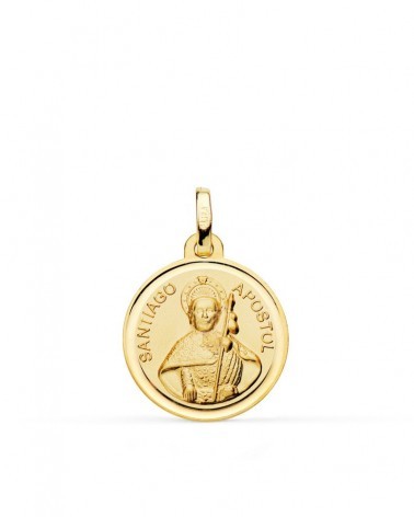 Medalla Santiago Apóstol oro 18k bisel 14 mm