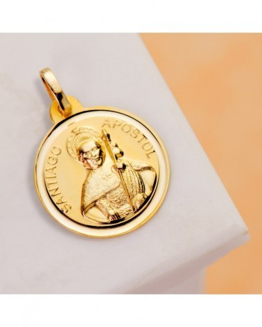Medalla Santiago Apóstol oro 18k amarillo 18mm