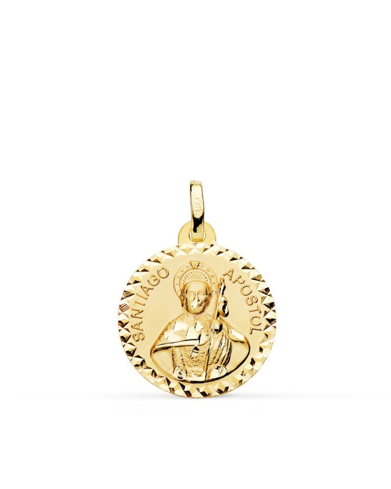 Medalla oro 18k Santiago Apóstol talla cruzada 18mm